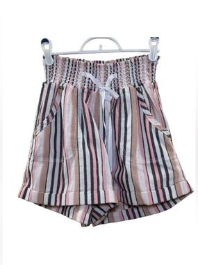 Simply Blessed Striped Paper Bag Shorts Pink White Size Large